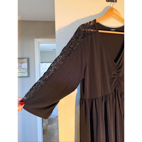 Torrid Size 3X Lace Sleeve Babydoll Tunic Long Top Black Whimsigoth Victorian - Picture 4 of 8